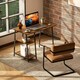 image 2 of HOMCOM 120cm Computer Table with Shelves and Steel Frame, Rustic Brown | Brown | Black | 120W x 60D x 76H cm
