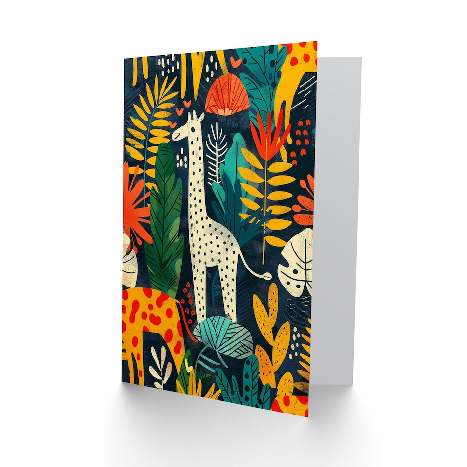 image 1 of Colourful Jungle Plant Pattern Girl Boy Kids Daughter Son Birthday Card
