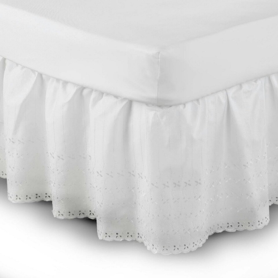 Belledorm Easy Fit Broidery Anglaise Platform Valance - White - Kingsize