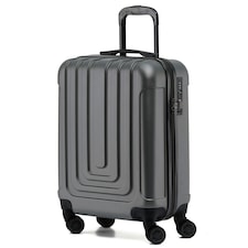 Flight Knight Premium Hard Shell Lightweight Cabin Suitcase - 8 Wheels - TSA Lock & USB Port - 100 Airlines Approved Including Ryanair Priority - 55x40x20cm Grey | Anthracite | Cabin Bag