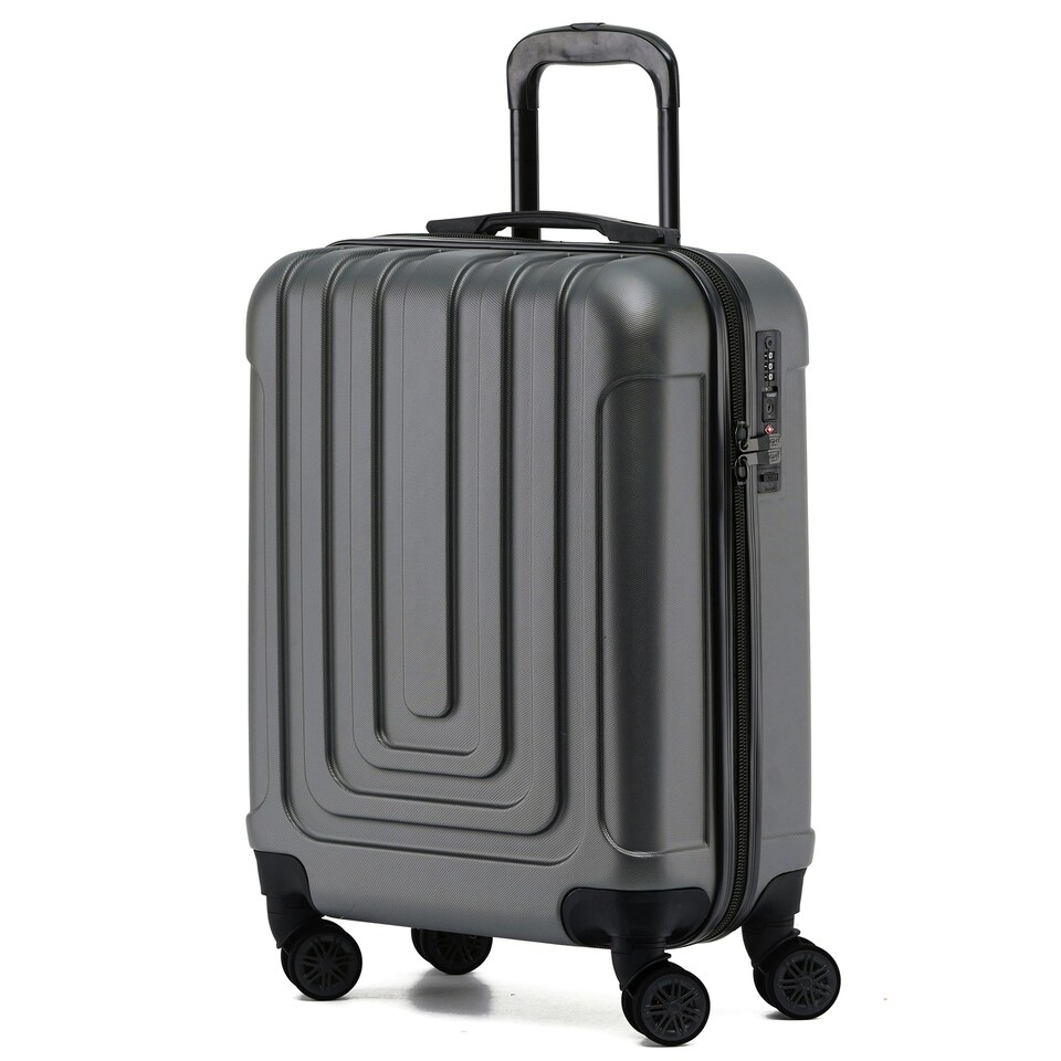 image 1 of Flight Knight Premium Hard Shell Lightweight Cabin Suitcase - 8 Wheels - TSA Lock & USB Port - 100 Airlines Approved Including Ryanair Priority - 55x40x20cm Grey | Anthracite | Cabin Bag