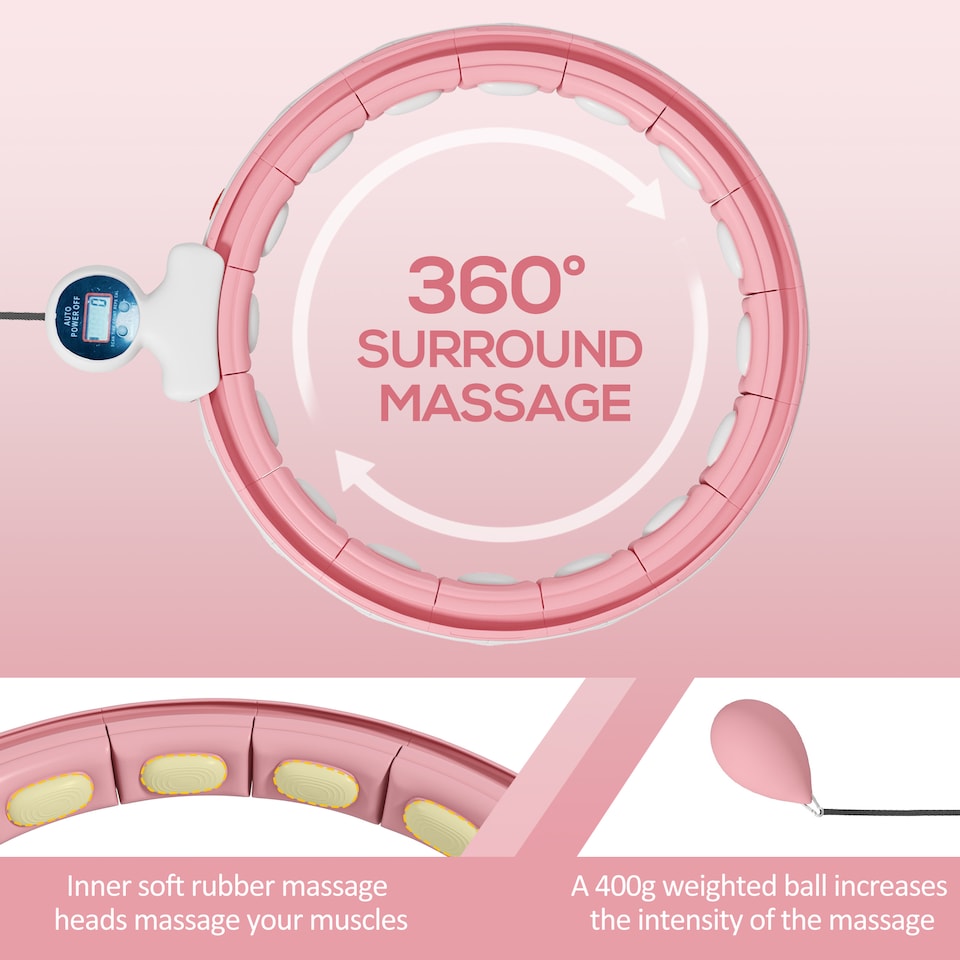 image 1 of SPORTNOW Smart Weighted Hula Hoop with 16 Detachable Knots, Pink