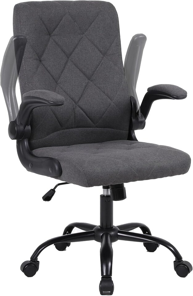 image 1 of Ergonomic Computer Desk Chair with Flip-Up Armrest, 90-105 Degrees Reclining and 360 Swivel