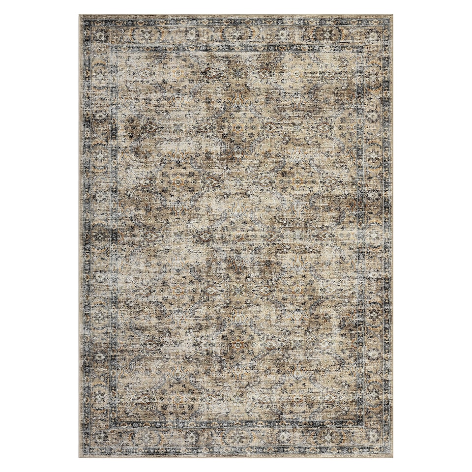 image 1 of London Boutique Vintage Area Rugs Washable Living Room Rugs Non-Slip 150x80cm - Brown