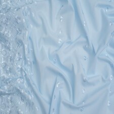 Blue Double Border Broderie Anglaise Cotton Fabric for Dressmaking, 150cm / 59" Wide - per metre
