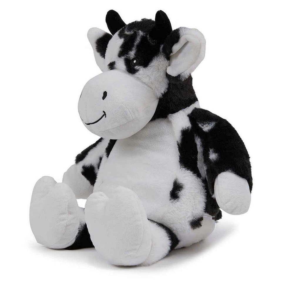 image 1 of Mumbles Zippie Cow Plush Toy - Black/White - L