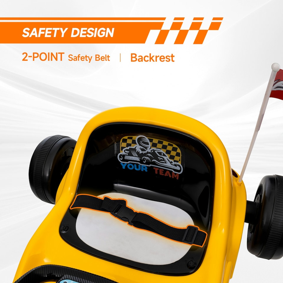 image 1 of AIYAPLAY 6V Electric Go Kart w/ Music, Light, Horn, for 3-5 Years, Yellow