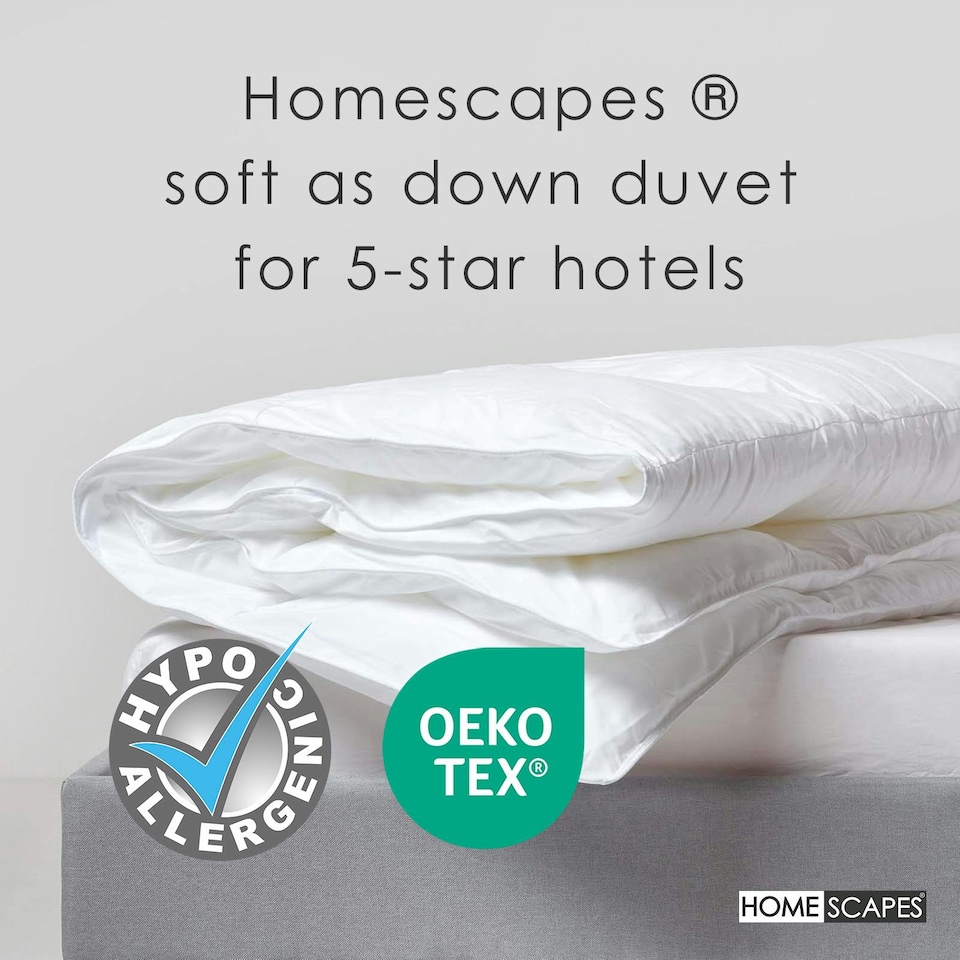 image 1 of Homescapes Luxury Like Down Super Microfibre All Seasons 13.5 Tog Duvet, Super King | White | Super King