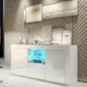 image 2 of White TV Unit 145cm Gloss Doors Free LED Modern Media Cabinet White