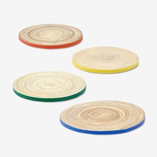 Sur La Table Colour Me Happy Set of 4 Mixed Colour Bamboo Coasters