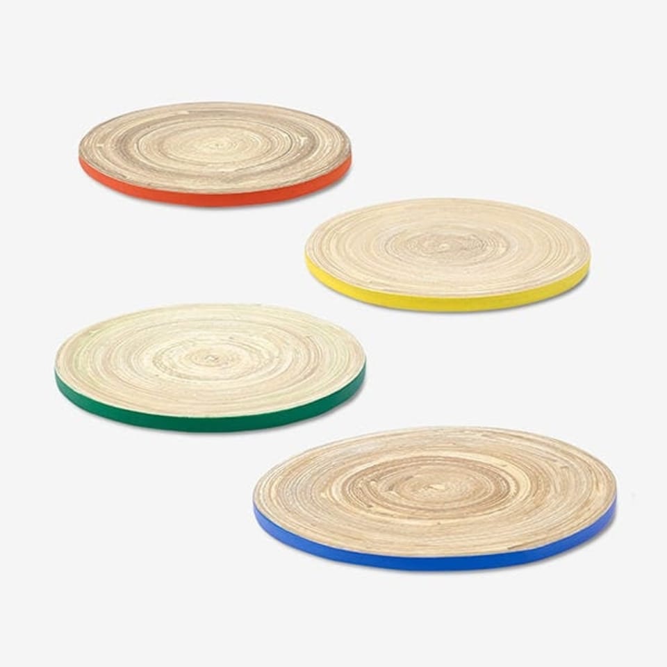 image 1 of Sur La Table Colour Me Happy Set of 4 Mixed Colour Bamboo Coasters