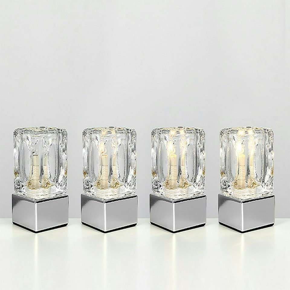 image 1 of ValueLights Modern Chrome Glass Ice Cube Touch Table Lamp