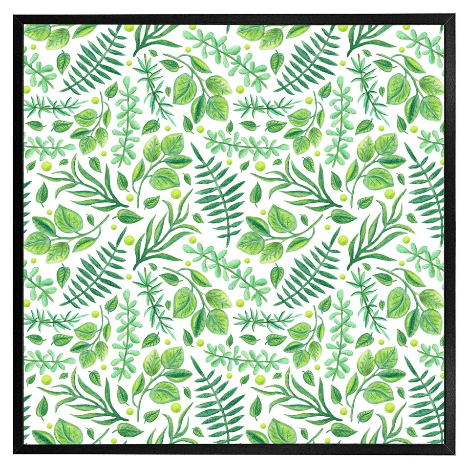 image 1 of Mixed green leaves (Picture Frame) Brown | Oak | XL