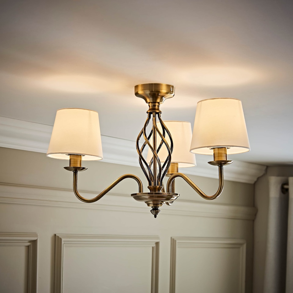 image 1 of ValueLights Memphis Traditional Antique Brass 3 Way Ceiling Light Chandelier | Gold