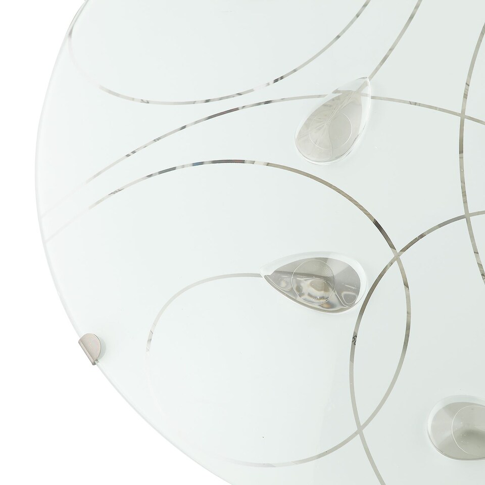 image 1 of Traditional Classic Opal White Glass Flush Ceiling Light with Crystal Drops | White | White | 1