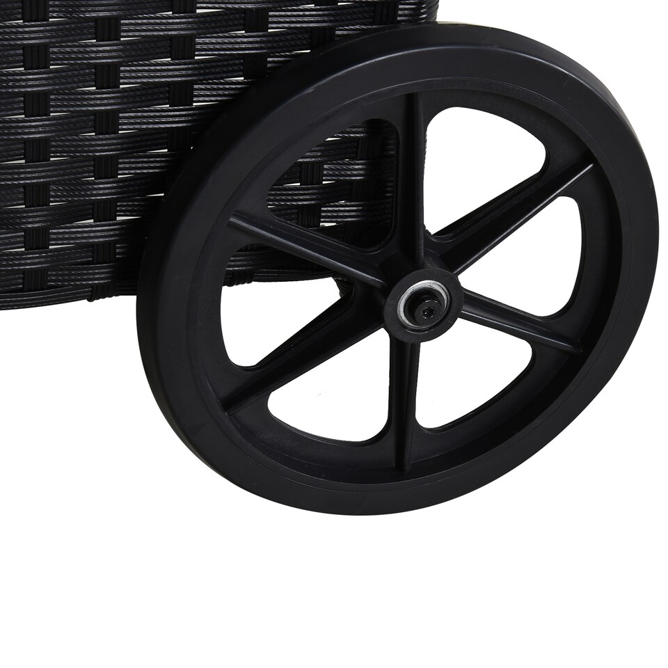 image 1 of Outsunny Rattan Sun Loungers for Garden Set of 2 with Side Table, Garden Recliner Sunbeds with Adjustable Back, Wheels, Cushions and Headrest, 3 Pieces Garden Furniture Set for Outdoor, Patio, Black