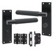 image 1 of Golden Grace Victorian T-Bar Knurled Bathroom Lock Door Handle Set Matt Black Finish with Spindle and Screws - 150mm