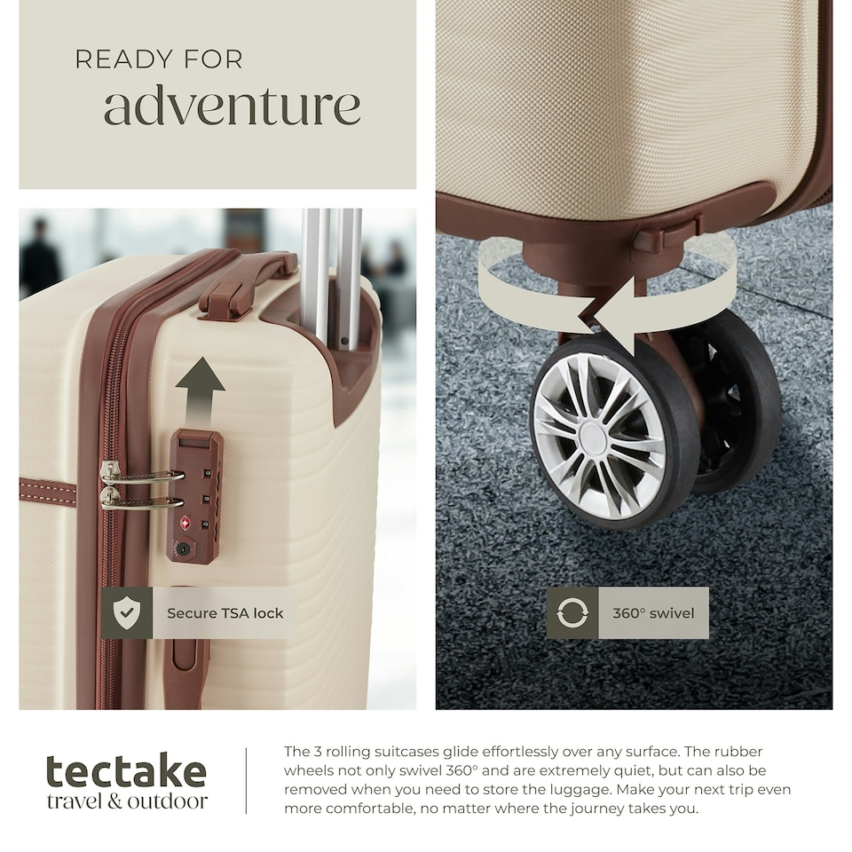 image 1 of Suitcase Set Madison - 13-piece, 3 suitcases, packing cubes, TSA lock Cream