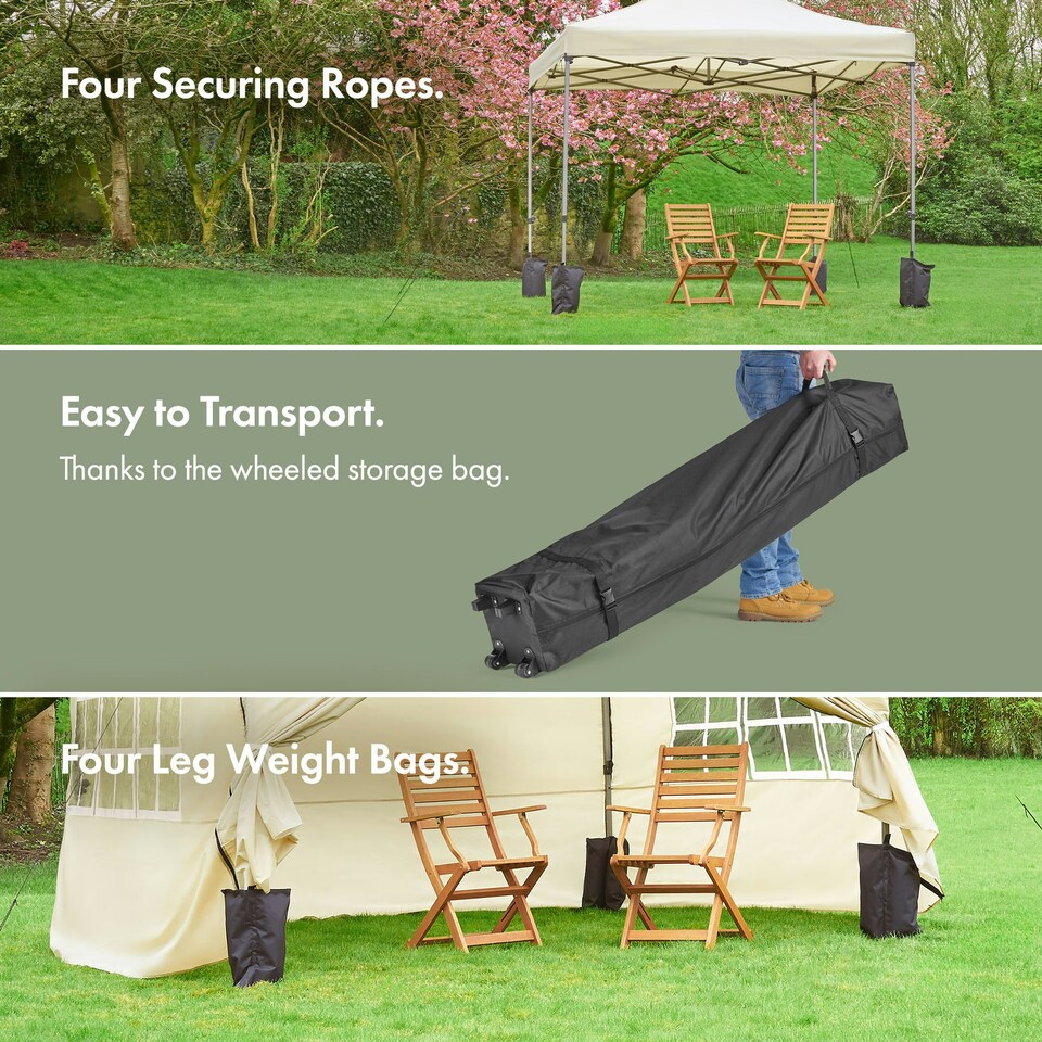 image 1 of VonHaus Premium Pop Up Gazebo 3 x 3m w/ Removable Sides