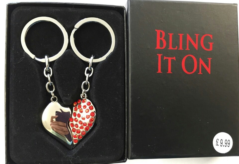 image 1 of Romantic Heart Pendant 2 Keychain for Couples