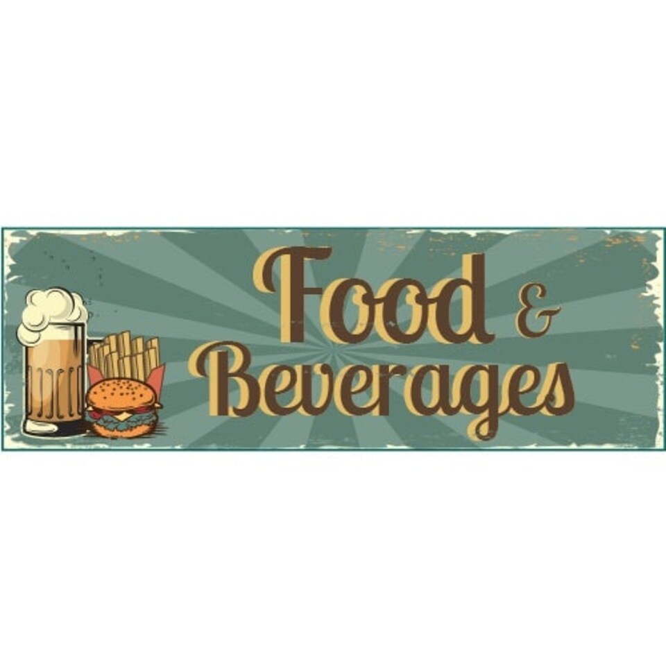 1950s Food And Beverages PVC Party Sign Decoration 60cm x 20cm