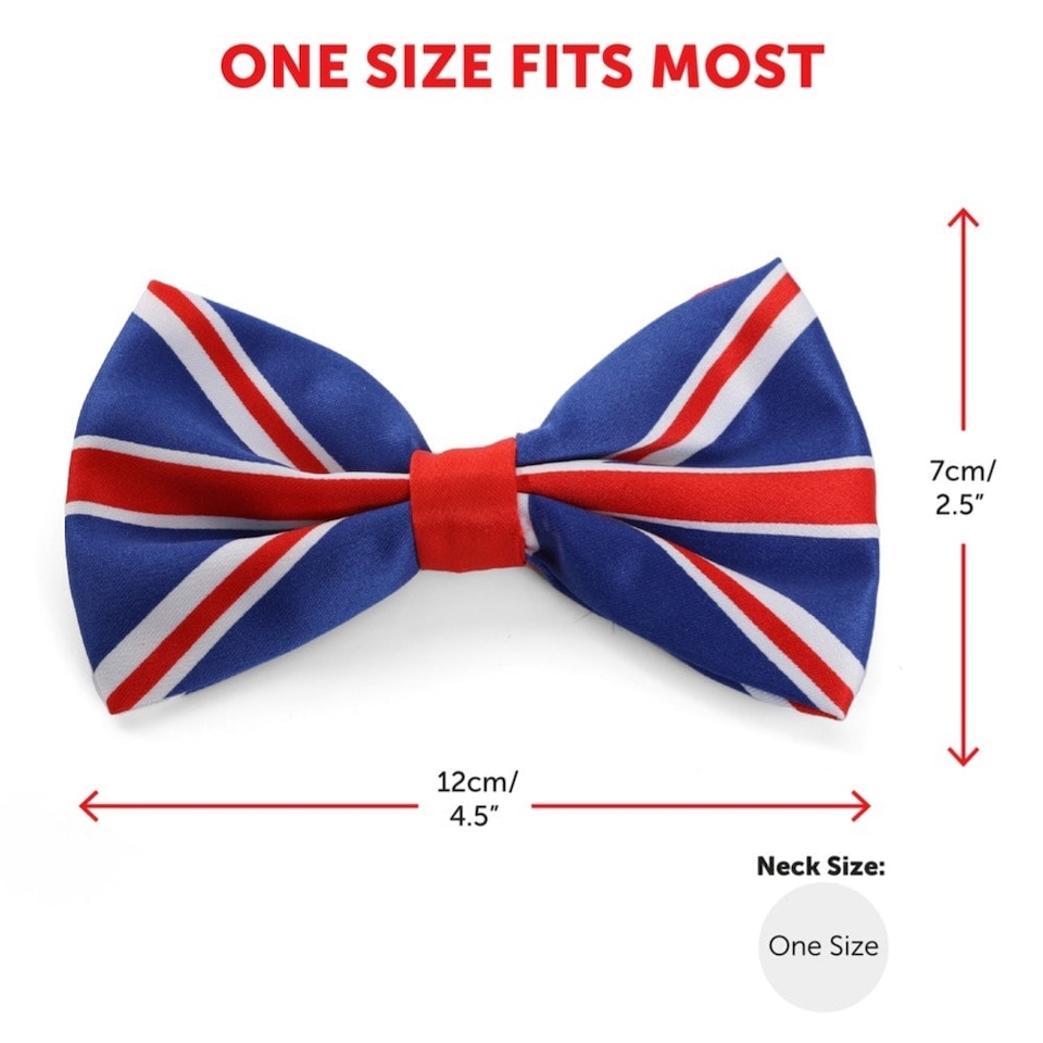 image 1 of Union Jack Boater Hat, Bow Tie & Suspenders Red | One Size