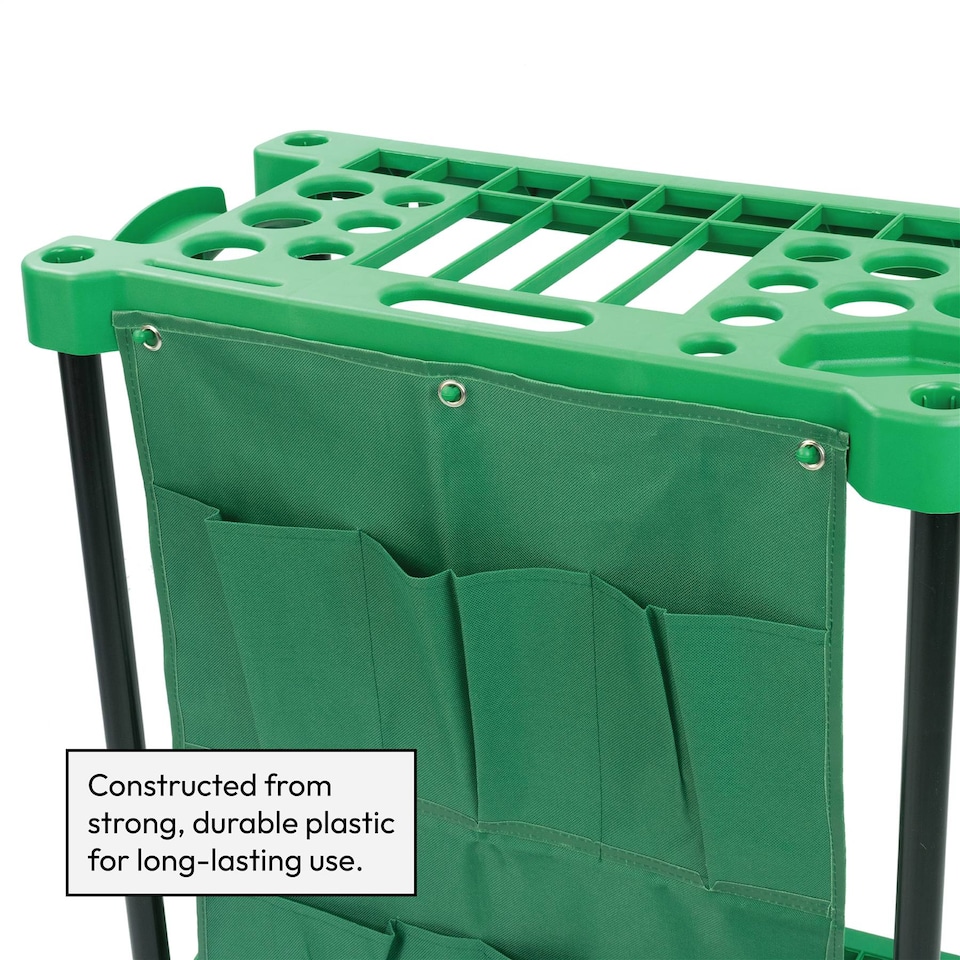 image 1 of KCT Garden Tool Storage Rack Organiser Holder Tidy For Shed Garage Accessories Solutions Freestanding Plastic Trolley Spade Rake