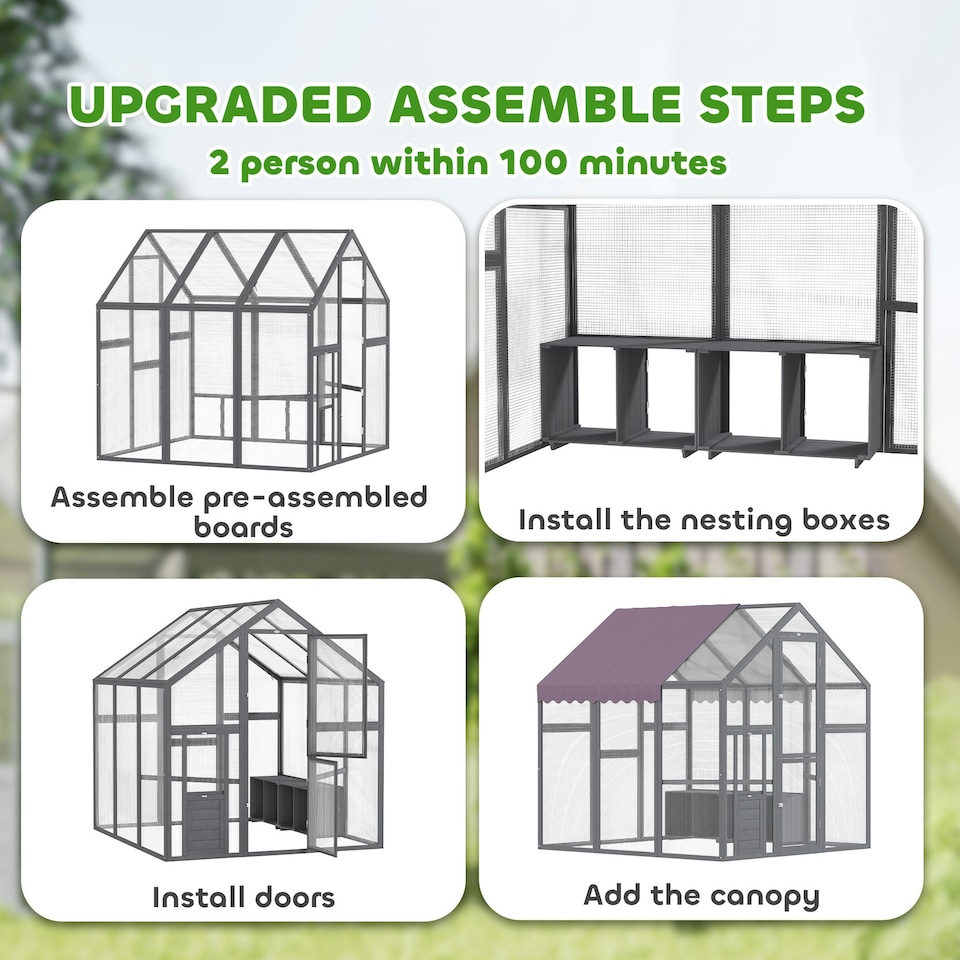 image 1 of PawHut Large Walk In Chicken Run for 6-8 Poultries, 1.7 x 1.8 x 1.8 m