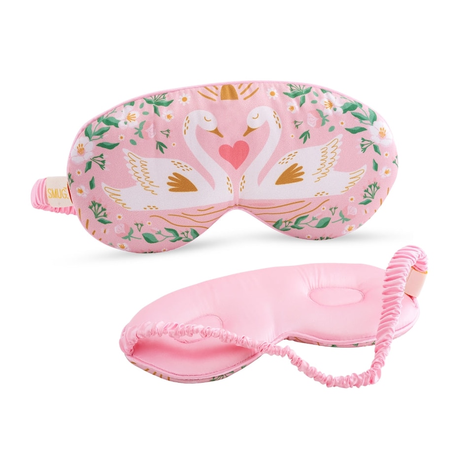 image 1 of SMUG Cloud Padded Satin Sleep Mask - Swans Print