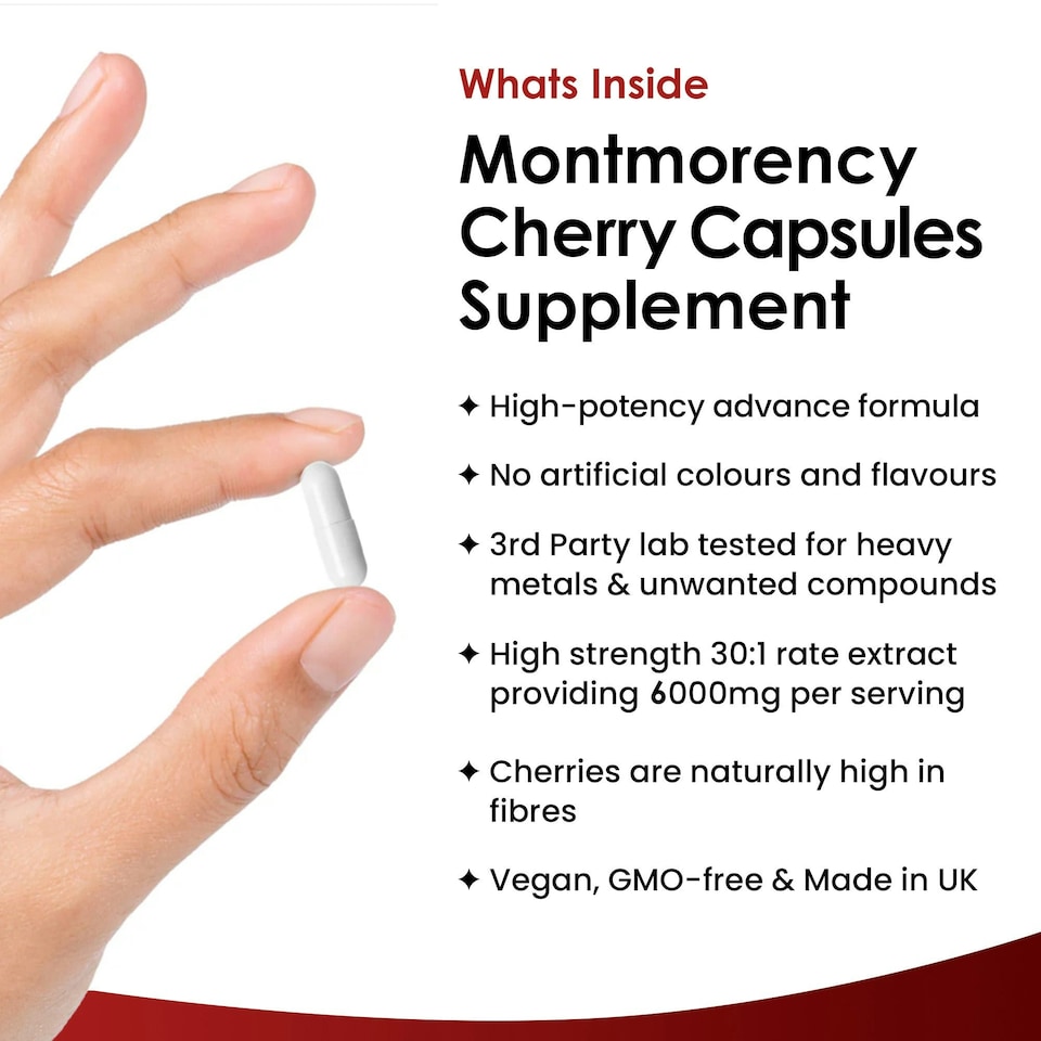 image 1 of Montmorency Cherry Capsules - Sleep & Relaxation Support - Vegan 120 Capsules