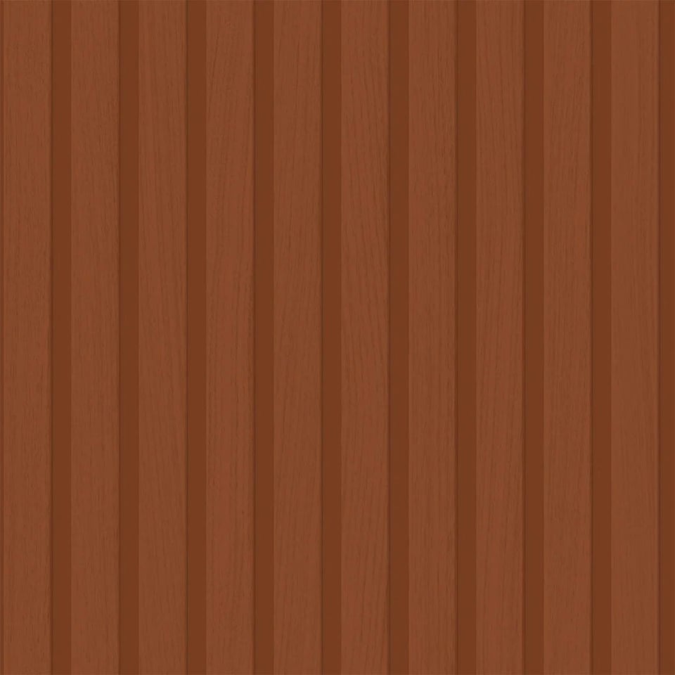 image 1 of Contemporary Wood Slat Wallpaper in Terracotta Multi