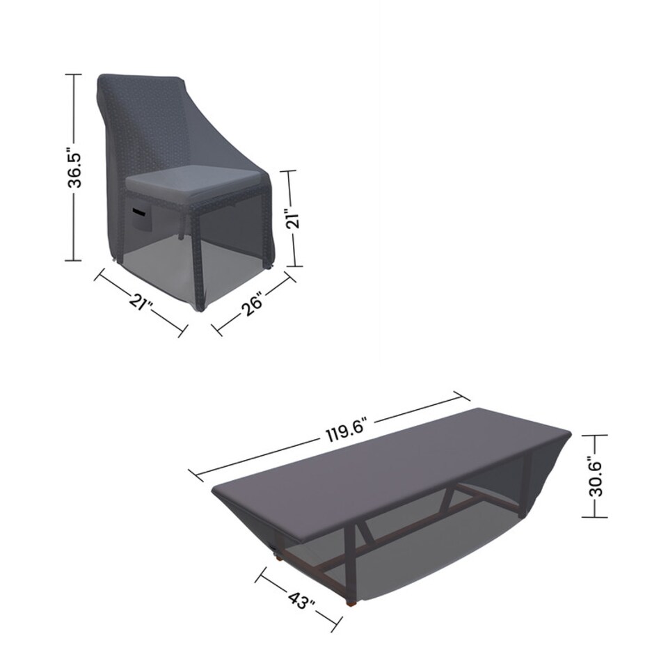 image 1 of Covers and all Anautica 12-Person Outdoor Dining Set Covers Water-Repellent UV-Resistant Polyester with Tie-Downs, 26 W x 21 D x 36.5 H x 21 H