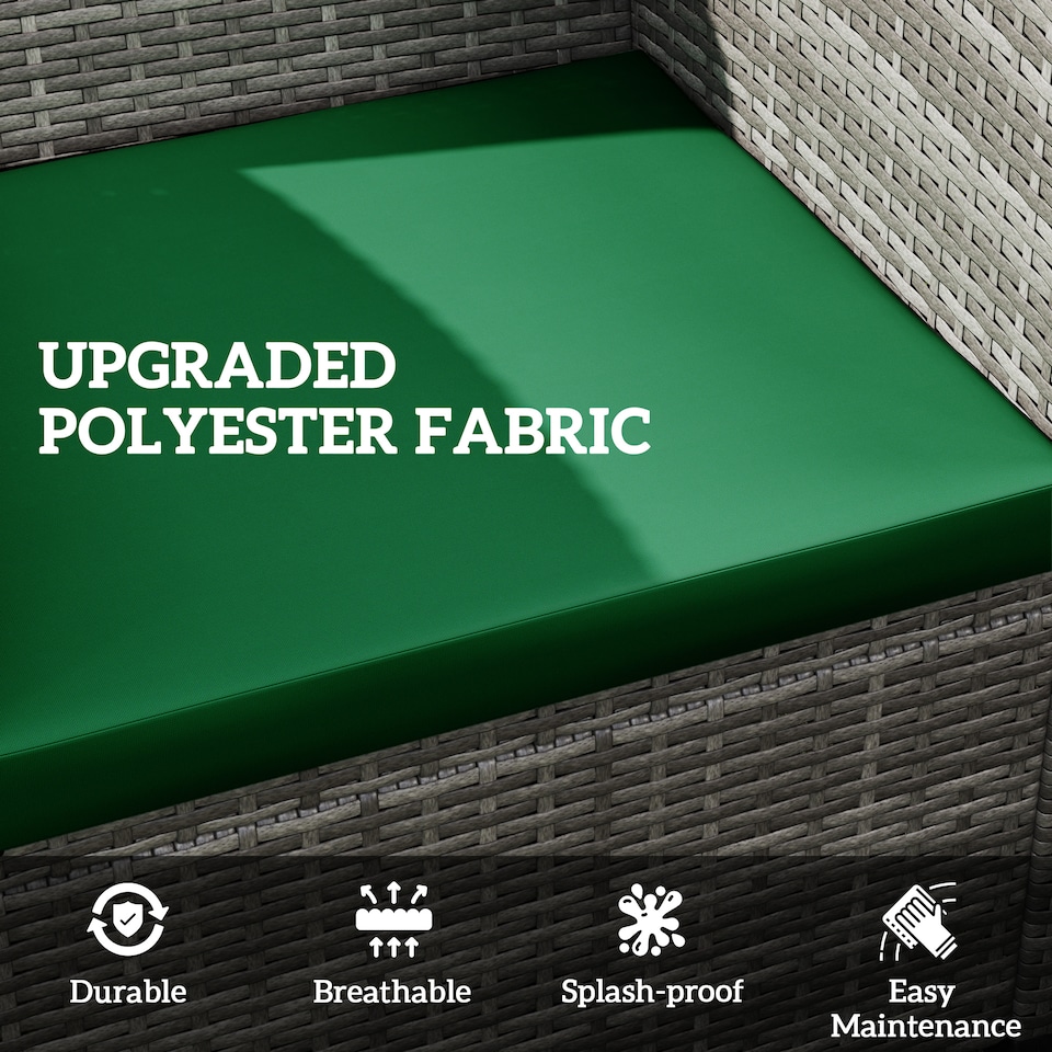 image 1 of Outsunny 3PCs Rattan Garden Seat Cushions Pads for Patio Furniture | Green | Green | 3