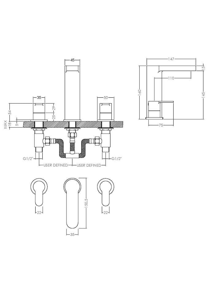 image 1 of Pride Round Deck 3 Tap Hole Basin Mixer Tap & Pop Up Waste - Chrome