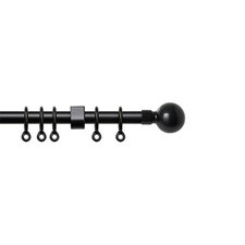 13 - 16mm Black Ball Metal Curtain Pole Set 120 - 210cm | Black | Black