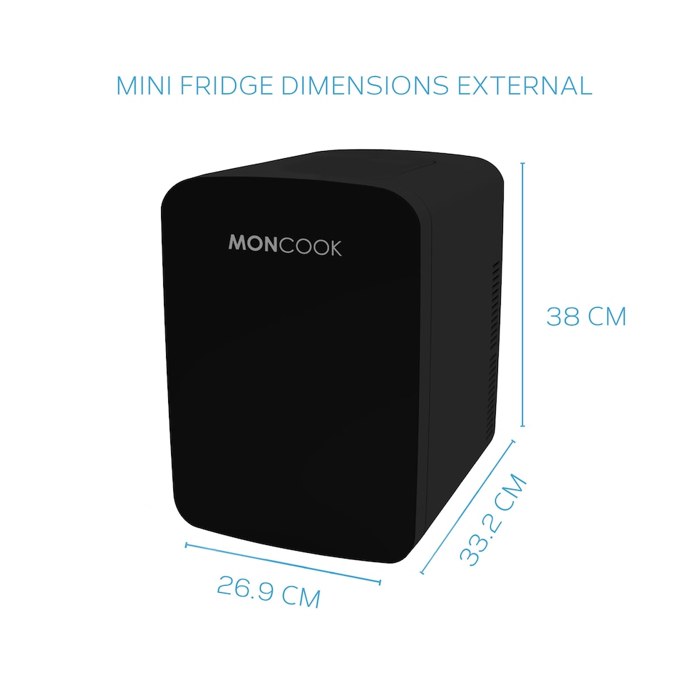 image 1 of MONCOOK Mini Fridge For Bedrooms - Small, Portable & Quiet - Glass Door Mini Fridge For Skincare, Food & Drinks - Cooling & Warming Function - 15L Black