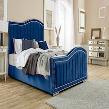 Kendrick Plush Double Bed Frame - Blue