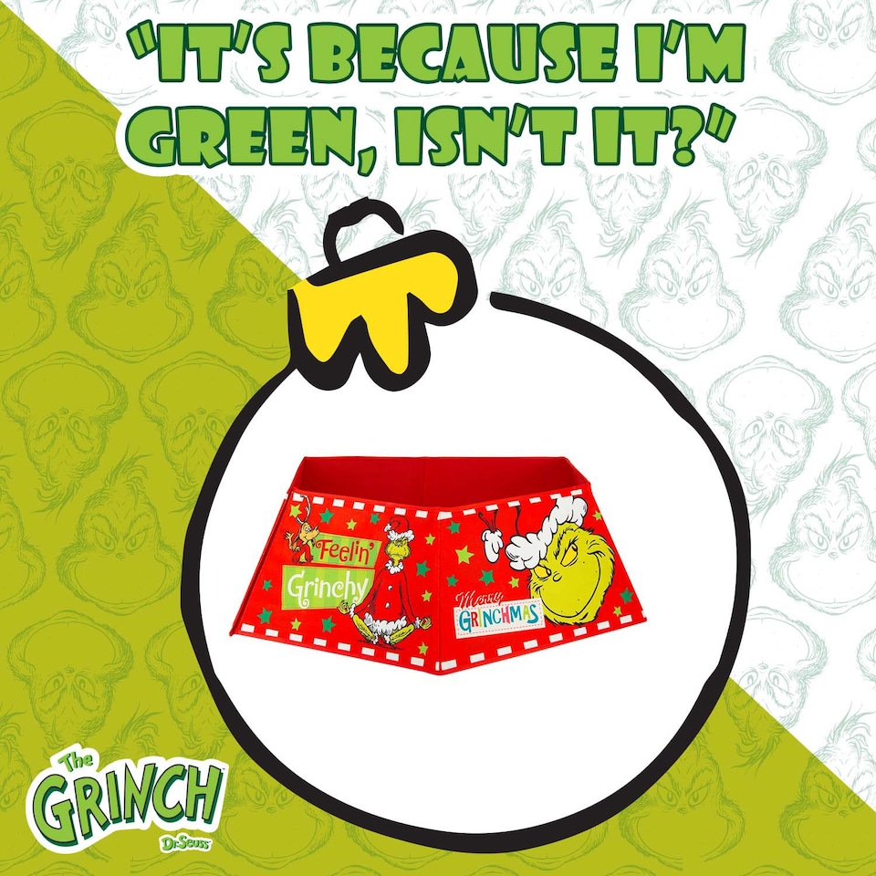 image 1 of PMS Grinch Christmas Tree Skirt Decoration 60cm x 80cm Red