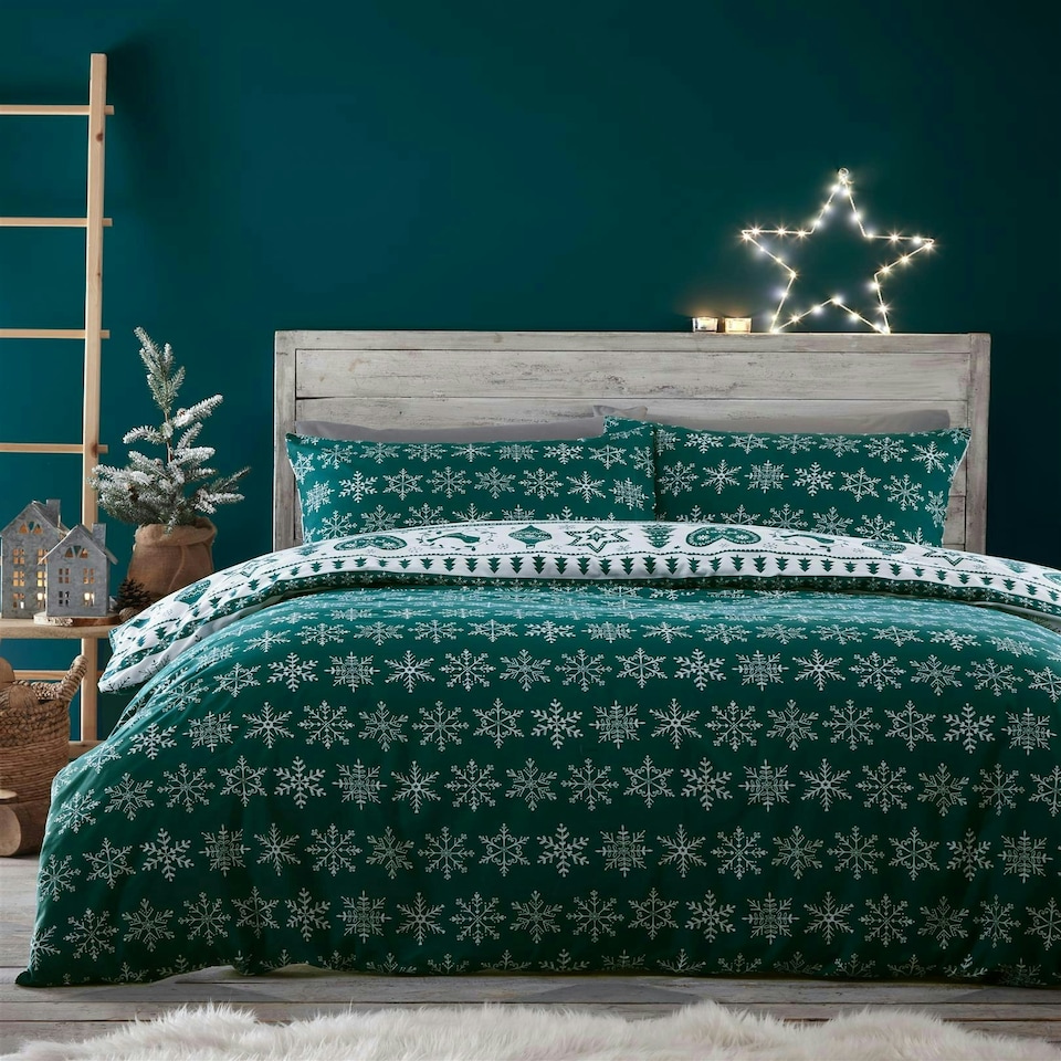 image 1 of Noel Teal Duvet Cover Set Green | Single