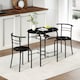 image 6 of HOMCOM Breakfast Bar Table and Stools Set, Dining Room Set with Shelf, Black | Black | Black