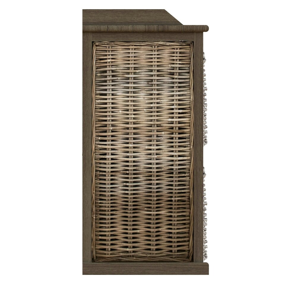 image 1 of Maya Handmade Kubu Rattan 2 Over 2 Basket Storage Unit Brown