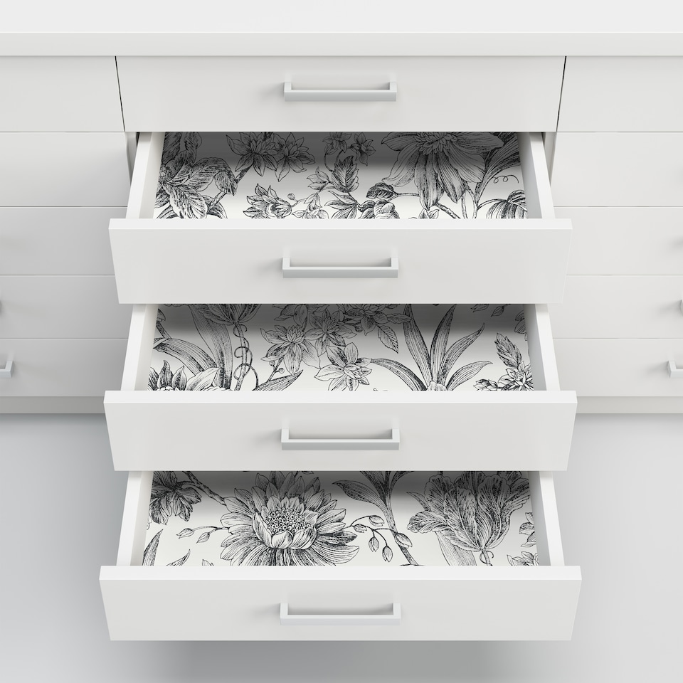 image 1 of NuWallpaper NHS4769 Etched Floral Mono Peel & Stick Wallpaper, Black | Black | Black | 2.86m² | 1