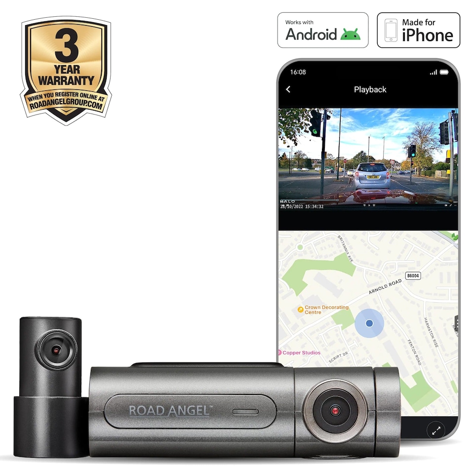 image 1 of Road Angel Halo Pro 2K Front and 1K Rear Dash Cam with Dual Parking Mode