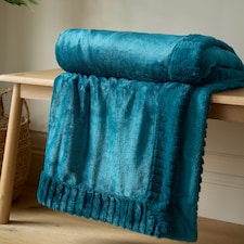 Catherine Lansfield Velvet And Faux Fur Soft Touch Blanket Throw | Green | Teal Green
