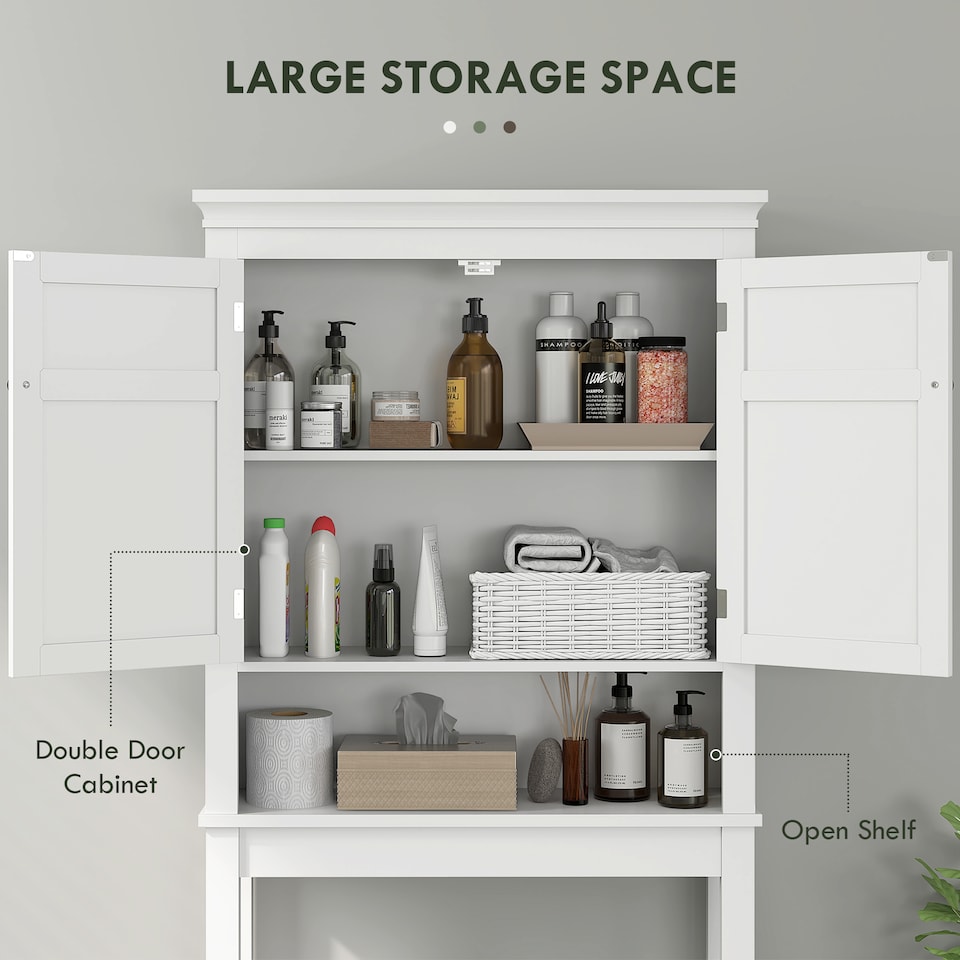 image 1 of HOMCOM Over Toilet Storage Unit 3-Tier Freestanding Washing Machine Cabinet