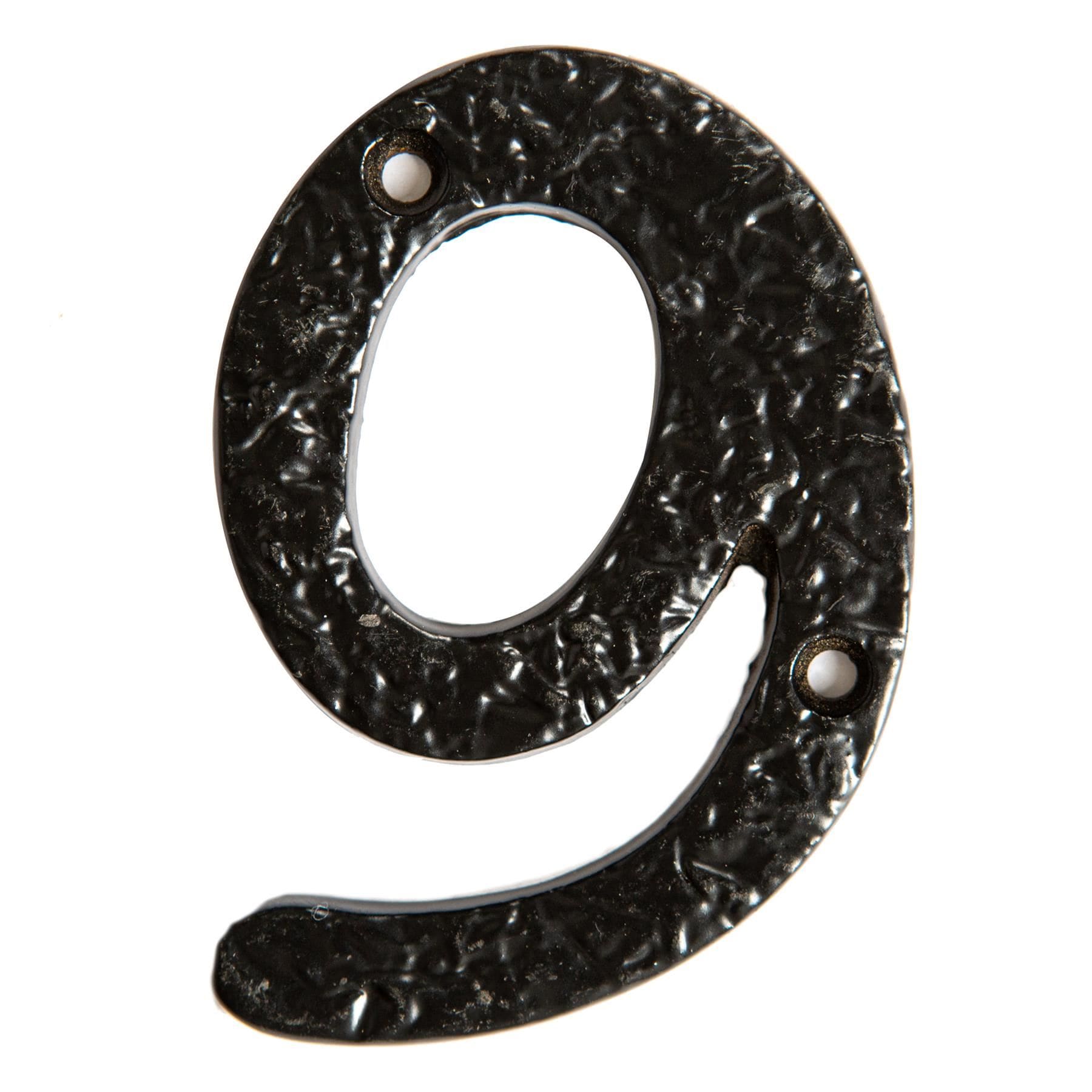 Hammer and Tongs Rustic Iron Numeral - Number 9 - H75mm in Black
