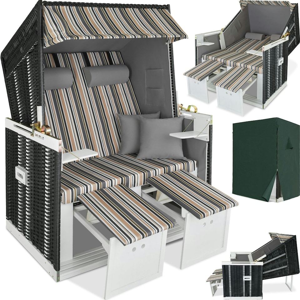 image 1 of Beach Chair with cushions, footrest and rain cover Black | Grey