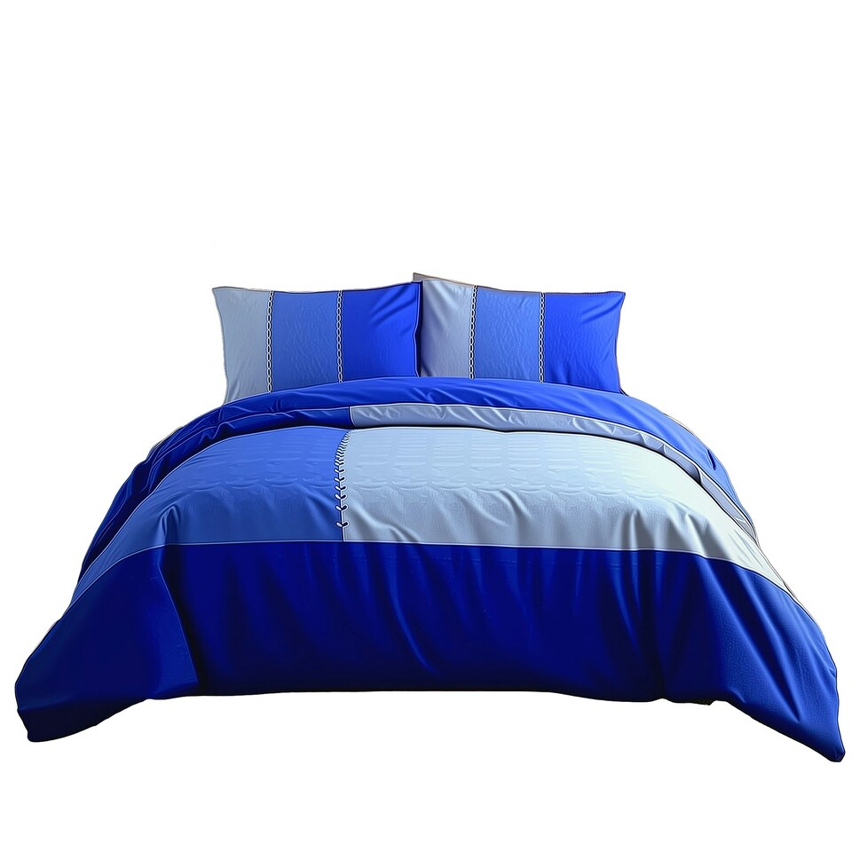 image 1 of Duvet Cover And Pillowcase Set Black Blue Chocolate Patchwork Design Polycotton Bed Linen Brown | Brown | Double