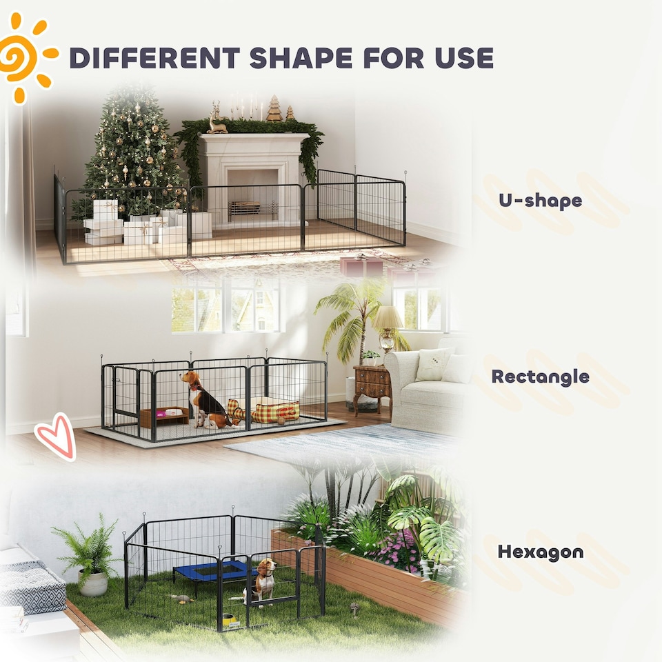 image 1 of PawHut 7 Panel Whelping Box for Dogs, Dog Playpen with Whelping Pads 