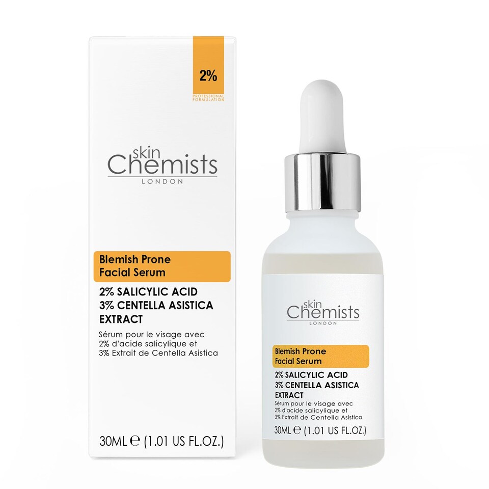 image 1 of skinChemists Blemish Prone 2% Salicylic Acid, 3% Centella Asiatica Facial Serum 30ml